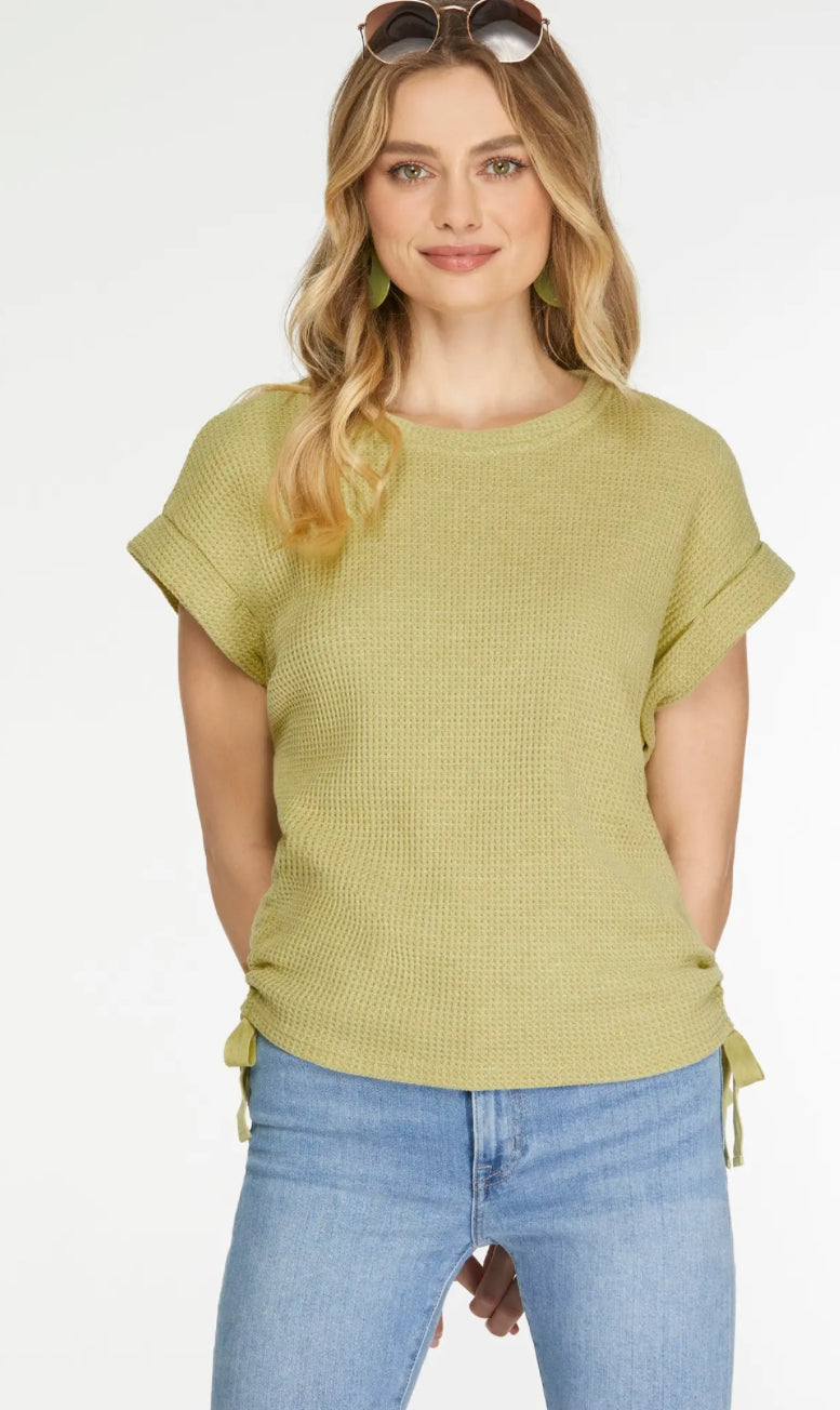 Sage waffle knit Top