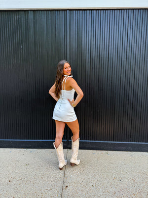 White Denim Romper