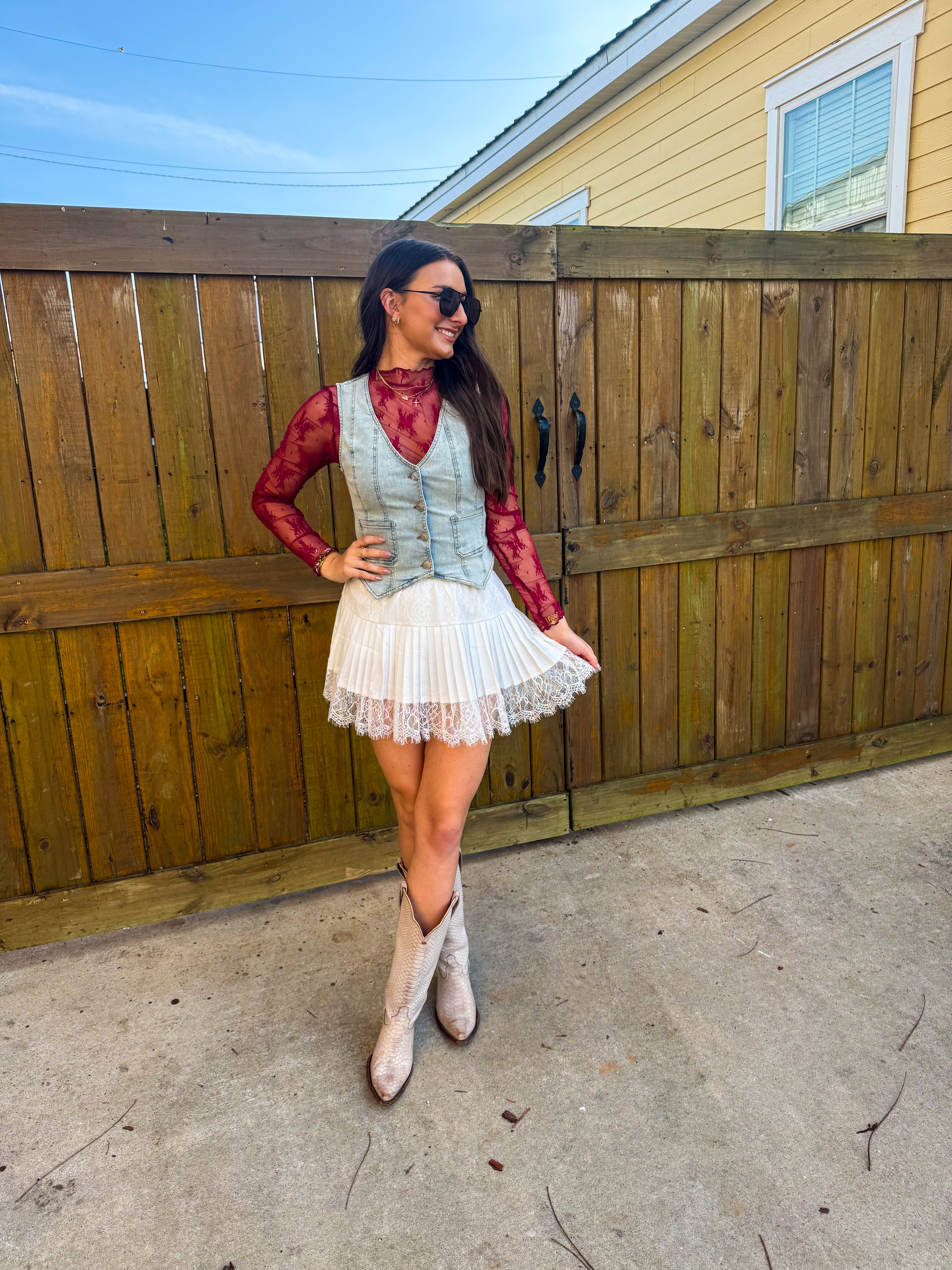 Lace Wine Top – AmeliaBlueBoutique