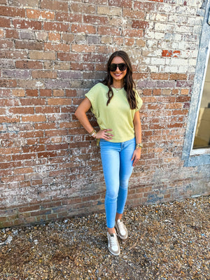 Sage waffle knit Top