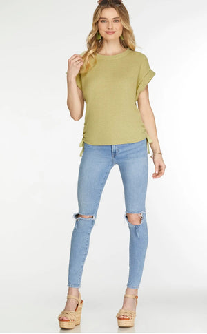 Sage waffle knit Top