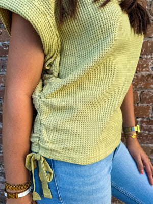 Sage waffle knit Top
