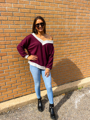 Maroon Waffle Knit Top