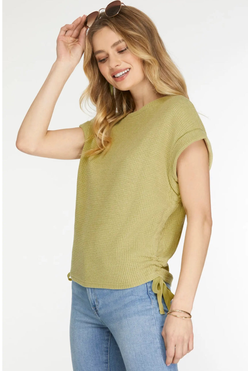 Sage waffle knit Top