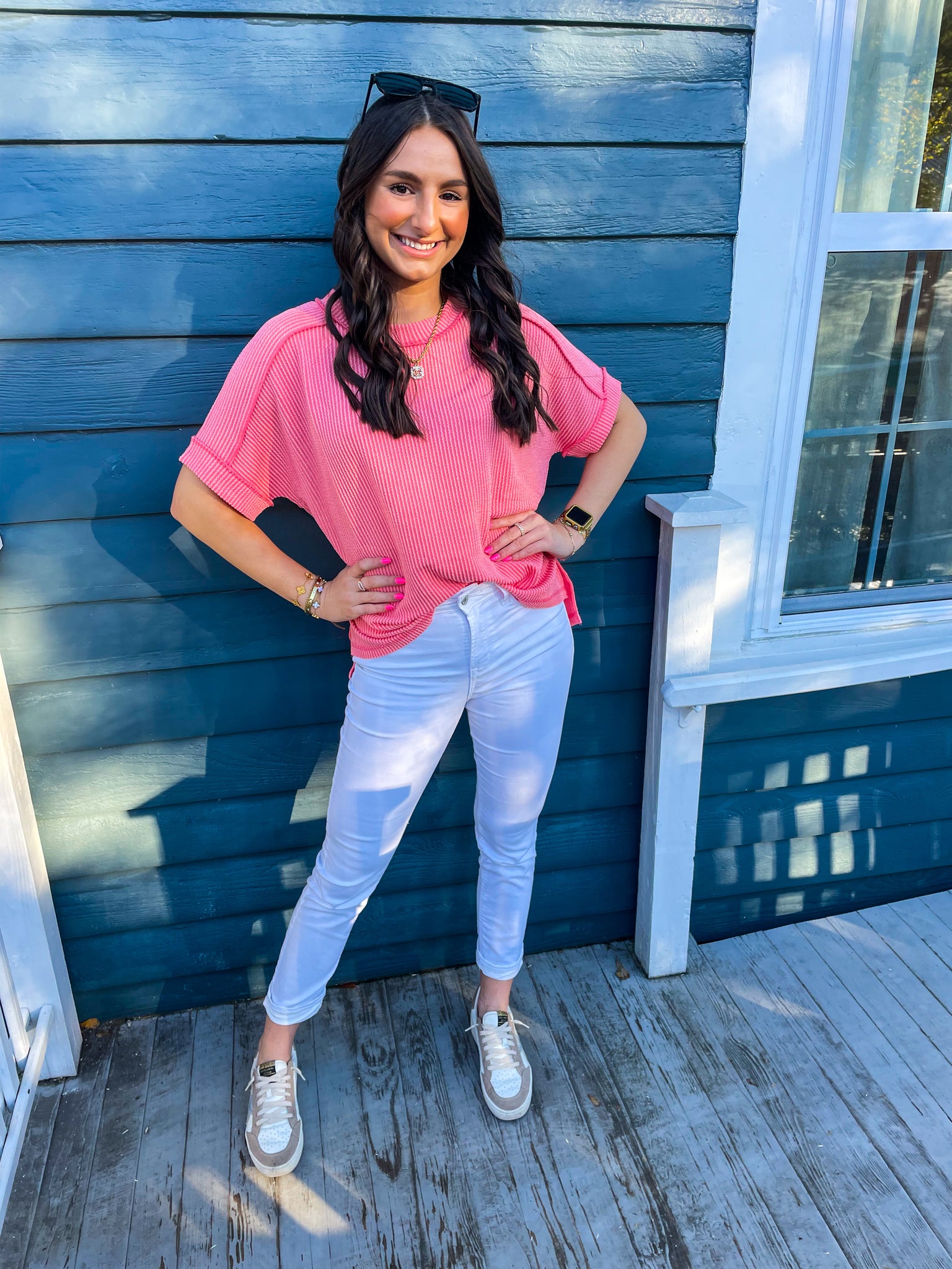 Coral Ribbed Top