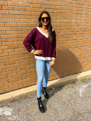Maroon Waffle Knit Top